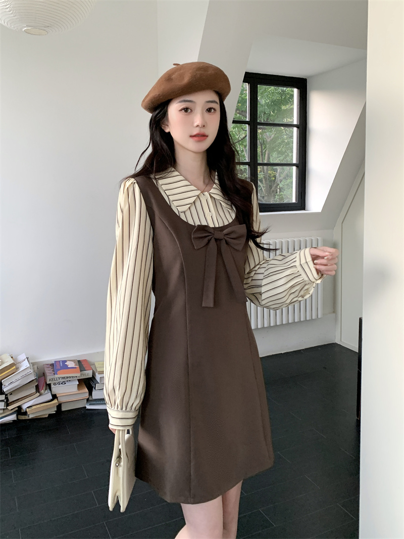 2025 Spring Striped Shirt Dress for Women Plus Size Long Sleeve A-Line