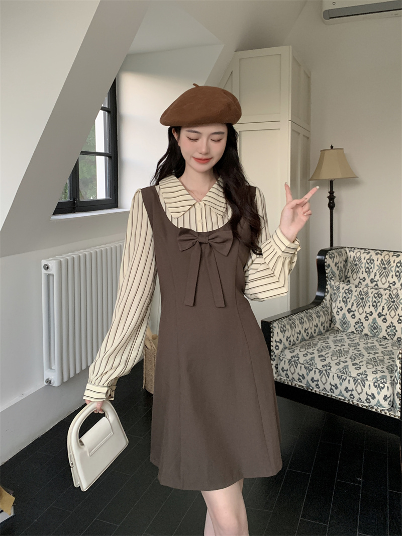 2025 Spring Striped Shirt Dress for Women Plus Size Long Sleeve A-Line