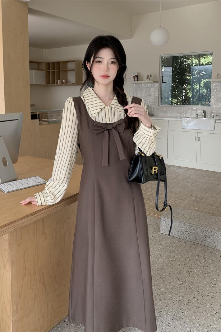 2025 Spring Striped Shirt Dress for Women Plus Size Long Sleeve A-Line