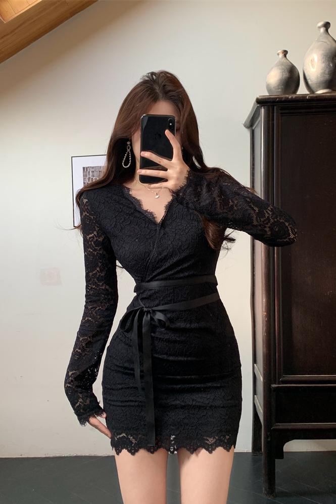 Elegant Lace Slim Fit Sexy Dress - Style 01857f