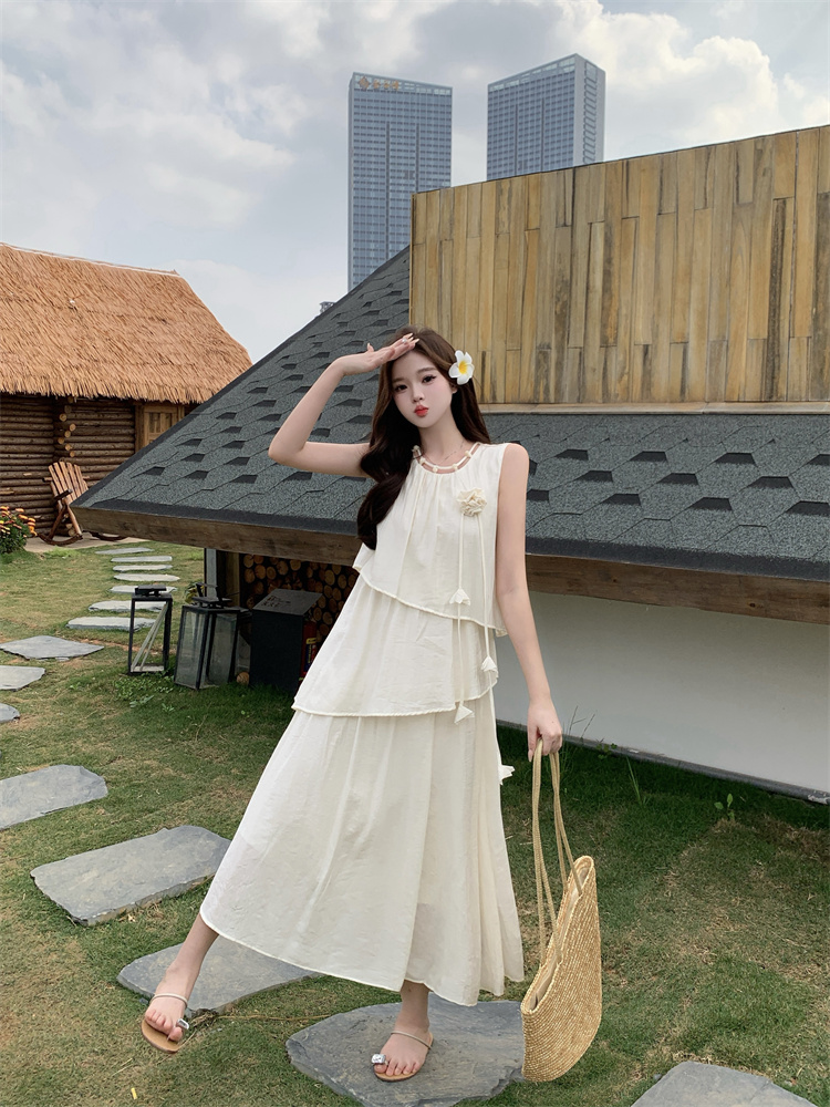 Light Tone Sleeveless Tank Long Dress for Women 2025 Summer Design