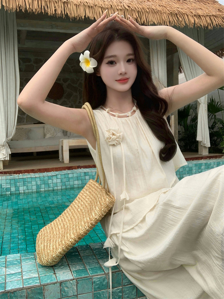 Light Tone Sleeveless Tank Long Dress for Women 2025 Summer Design