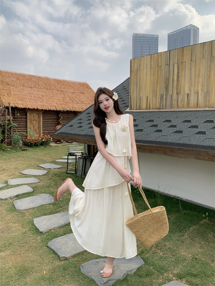 Light Tone Sleeveless Tank Long Dress for Women 2025 Summer Design