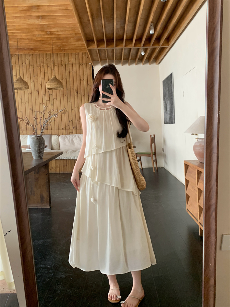 Light Tone Sleeveless Tank Long Dress for Women 2025 Summer Design