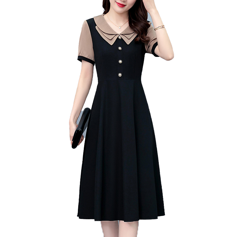 Plus Size Women's A-Line Midi Dress Short Sleeve Summer Casual - Style 768a49