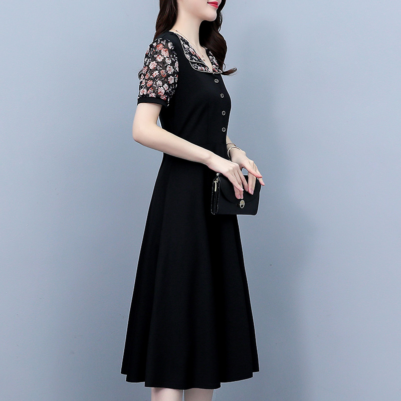 Plus Size Women's Chiffon Floral Short Sleeve Slimming Midi Dress Summer New - Style 41af22