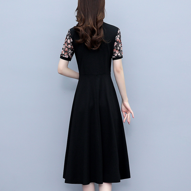 Plus Size Women's Chiffon Floral Short Sleeve Slimming Midi Dress Summer New - Style 41af22