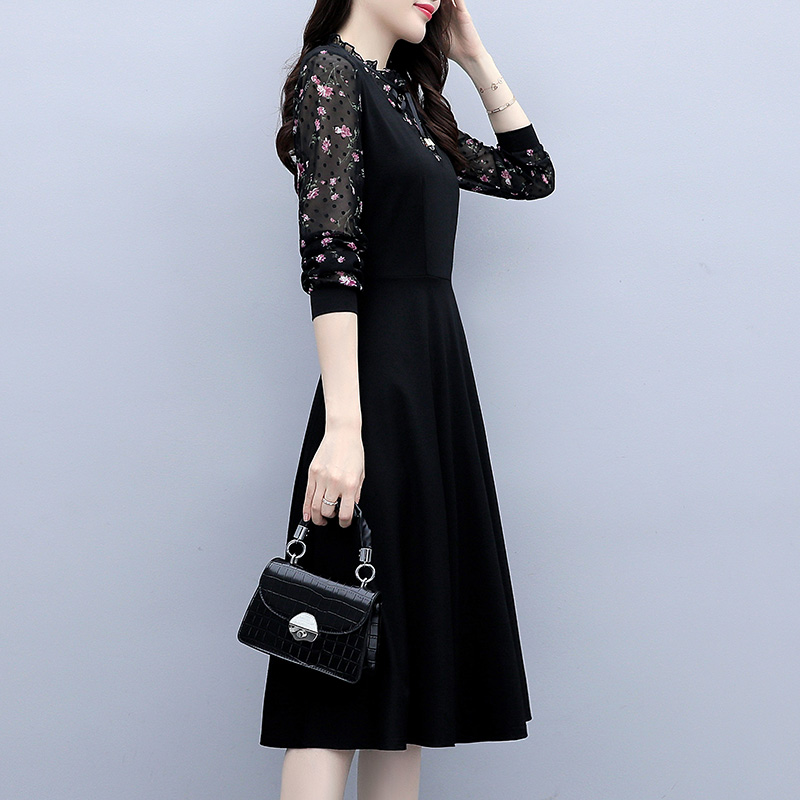 Plus Size Women's A-Line Dress with Long Sleeves and Tummy Coverage