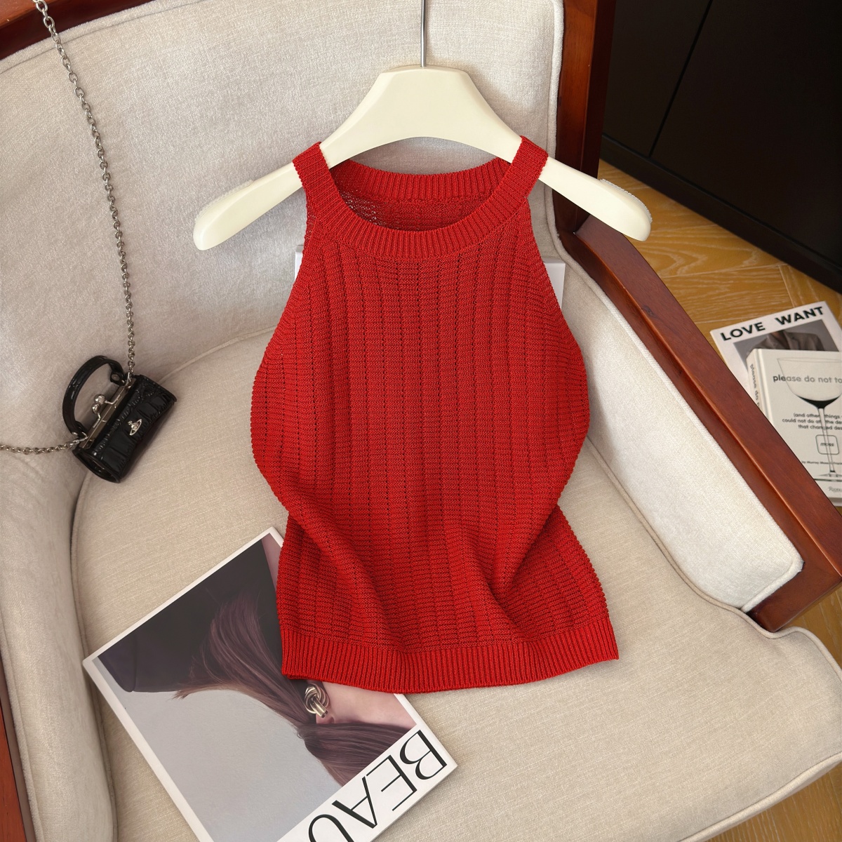 Sexy Off-Shoulder Knit Tank Top Women Sleeveless Slim Fit Summer 2026