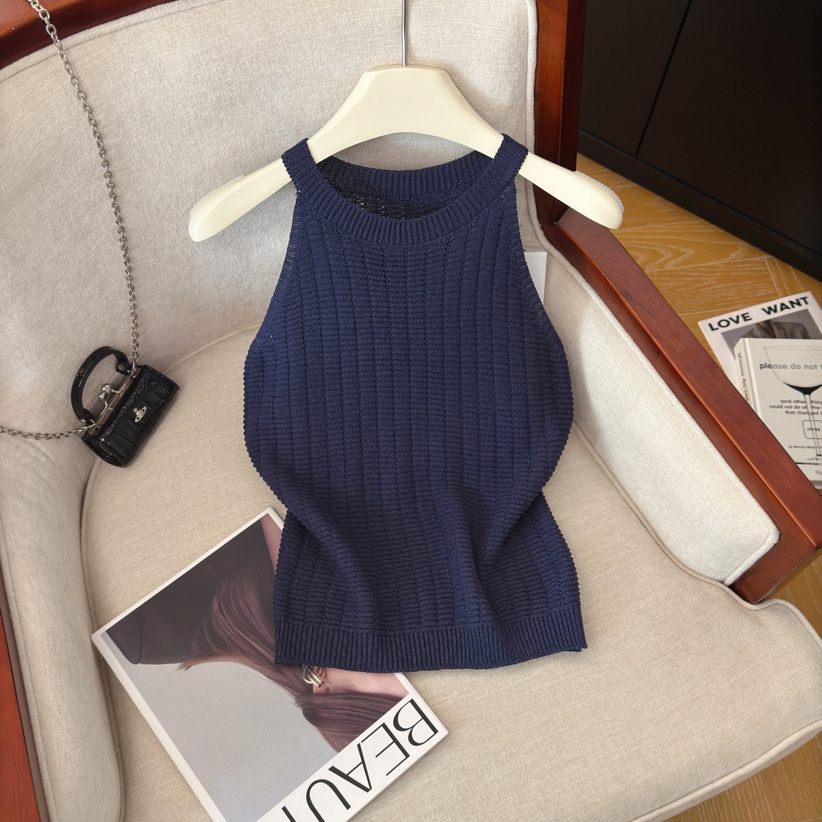 Sexy Off-Shoulder Knit Tank Top Women Sleeveless Slim Fit Summer 2026