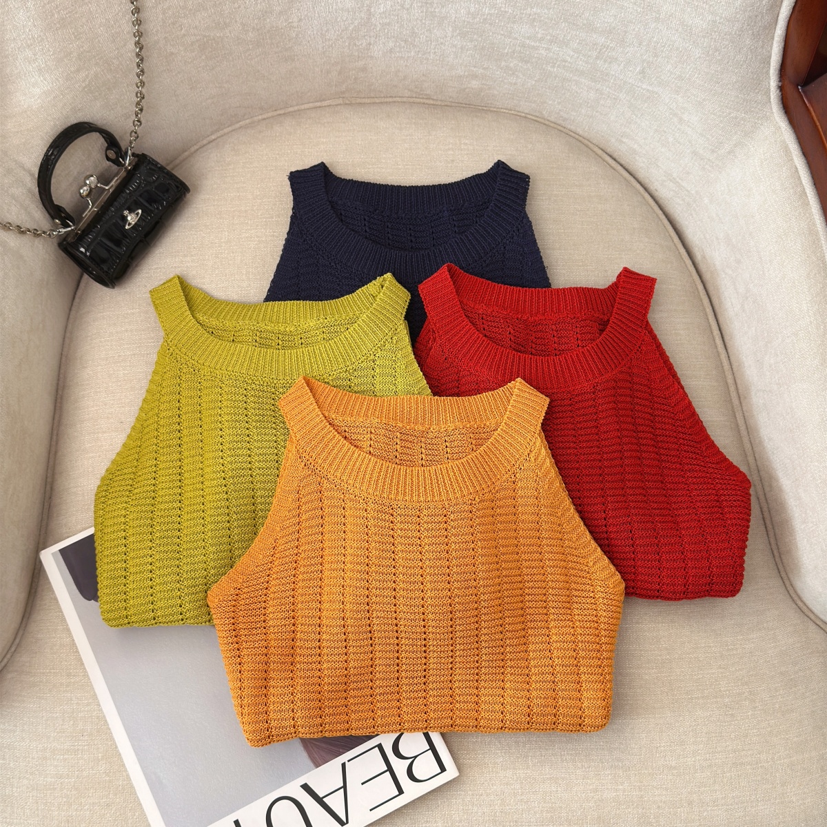 Sexy Off-Shoulder Knit Tank Top Women Sleeveless Slim Fit Summer 2026